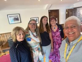 Selfie right to left, Claudio Duran DGE, Barbra Middleton PDG, Jasmine Harrison, Cheryl Law PDG Judith Diment MBE